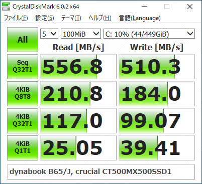 dynabookB65J_CDM_100MiB_SSD