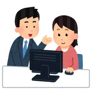 パソコン教室のイラスト（女性）