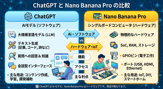 「chatgpt image と nano banana pro を比較するインフォグラフィックを作成して」by Gemini Nano Banana Pro